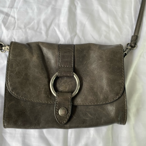 FRYE Leather Crossbody Gray Distressed Leather Bag - Picture 3 of 9